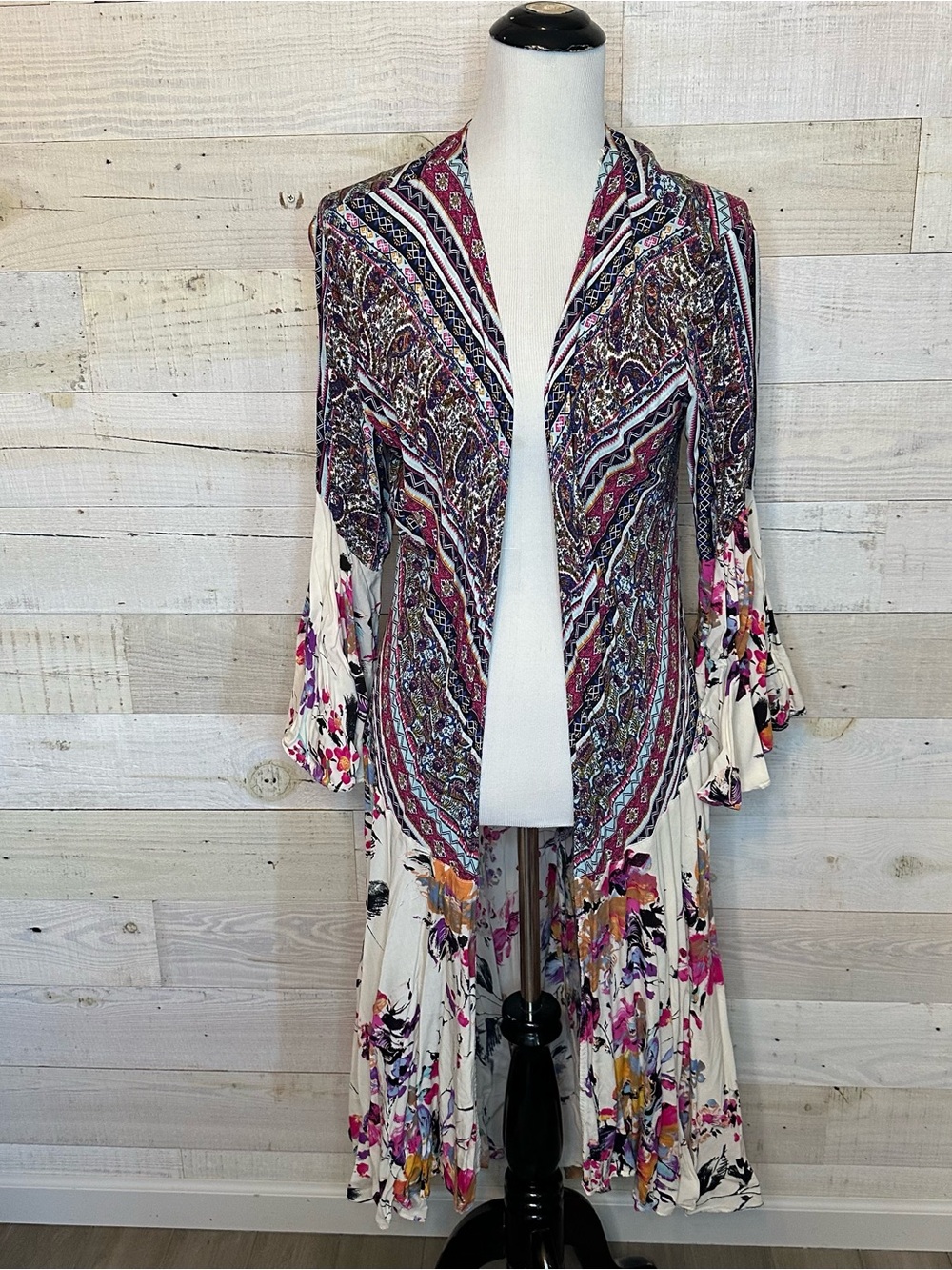Umgee boho long duster kimono with bell sleeves - Picture 2 of 12